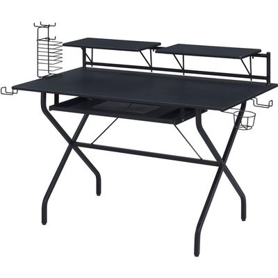 Acme Hartman Wooden Top 2-Shelf Computer Desk with Keyboard Tray in Black