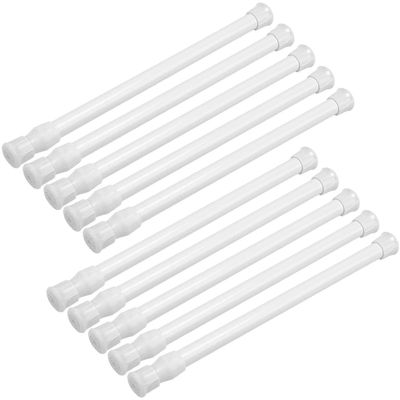 10 Pack Spring Tension Curtain Rods Adjustable 10 to 16 Inches - White Expandable Shower Window Closet Cupboard Bars, No Drilling Required