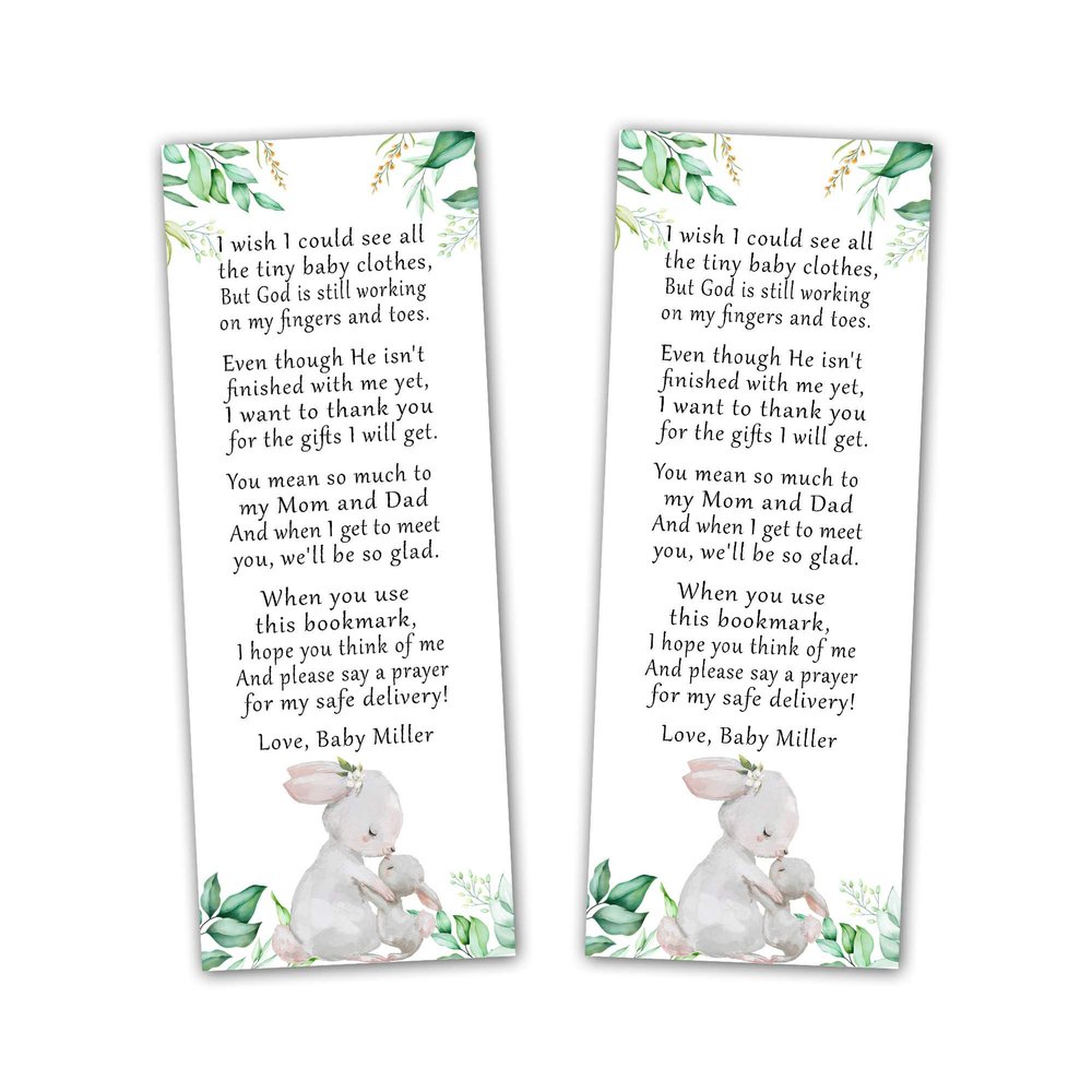 30 bookmarks bunny baby shower favors personalized