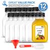 8 oz Juice Bottles with Caps - Reusable Clear Plastic Drink Containers (12 pack) - Mini Water Bottles with Labels, Brush & Funnel view 2