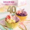 Anniversary House 12 Pcs Glitter 40th Birthday Cake, 3.8 x 4.5 Centimeters Cupcake Toppers, Paper, J064, Number 40 Gold view 2