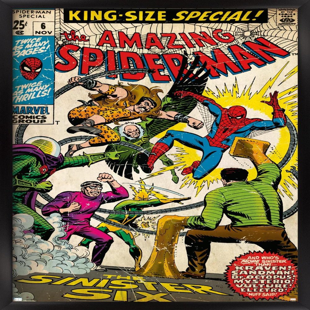 Trends International Marvel Comics - Spider-Man - Amazing Spider-Man #6 Wall Poster, 14.725" x 22.375", Black Framed Version