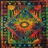 ANJANIYA Burning Sun Tie Dye Tapestry, Celestial Sun Moon Star Planet Bohemian Queen Tapestry Wall Hanging Boho Hippie Hippy Tapestry Beach Coverlet Curtain (Orange Multi, 85"X90") view 1
