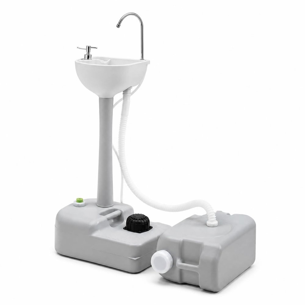 Giantex Hand Washing Station with Wheels,4.5 Gal Fresh Water Tank, Towel Holder & Liquid Soap Dispenser, Portable Hand Wash Basin Stand for Outdoor & Indoor, Foot Operated Free Standing Sink Units