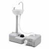 Giantex Hand Washing Station with Wheels,4.5 Gal Fresh Water Tank, Towel Holder & Liquid Soap Dispenser, Portable Hand Wash Basin Stand for Outdoor & Indoor, Foot Operated Free Standing Sink Units view 1