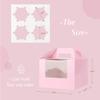 EUSOAR Cupcake Treats Gift Boxes, 5.9" x 5.9" x 4.3" 50Pcs Cupcake Carrier Boxes with insert and Display Window, Bakery Wrapping Party Favor Pastry Packing Take-Out Muffin Carry Boxes Container view 4