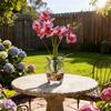 Jusdreen Artificial Purple Orchid in Glass Vase, Realistic Phalaenopsis Arrangement with Potting for Home Office Table Decor, 14.5 Inch Flower Centerpiece view 4