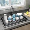 Ahyuan Roll up Dish Drying Rack Over the Sink Dish Drying Rack Cubic Rolling Dish Rack Over Sink Dish Racks for Kitchen Counter RV Camper Accessories for Travel Trailers (Black, 20.5''Wx13.4''L) view 1