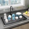 Ahyuan Roll up Dish Drying Rack Over the Sink Dish Drying Rack Cubic Rolling Dish Rack Over Sink Dish Racks for Kitchen Counter RV Camper Accessories for Travel Trailers (Black, 20.5''Wx13.4''L) view 2
