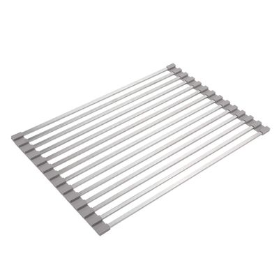 Ahyuan Roll up Dish Drying Rack Over the Sink Dish Drying Rack Square Tubes Rolling Dish Rack Over Sink Dish Racks for Kitchen Counter RV Camper Accessories for Travel Trailers (Gray, 17.8''Wx13.4''L)