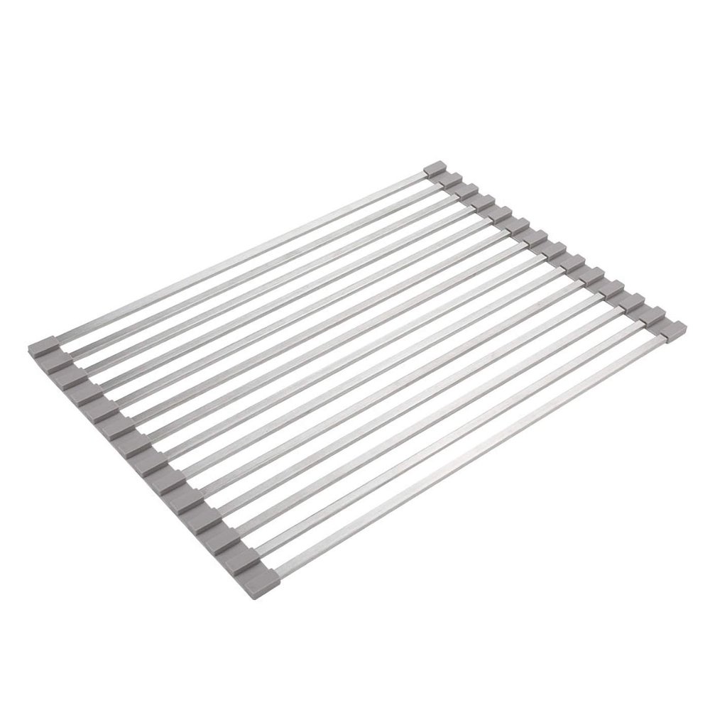 Ahyuan Roll up Dish Drying Rack Over the Sink Dish Drying Rack Square Tubes Rolling Dish Rack Over Sink Dish Racks for Kitchen Counter RV Camper Accessories for Travel Trailers (Gray, 17.8''Wx13.4''L)