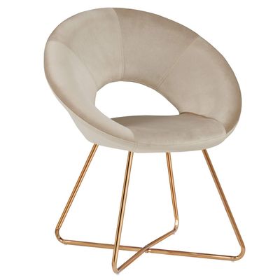 DUHOME Modern Accent Velvet Chairs Single Sofa Comfy Upholstered Arm Chair for Waiting Room Mid-Century Leisure Lounge Chairs with Golden Metal Frame Legs 1 PCS Khaki