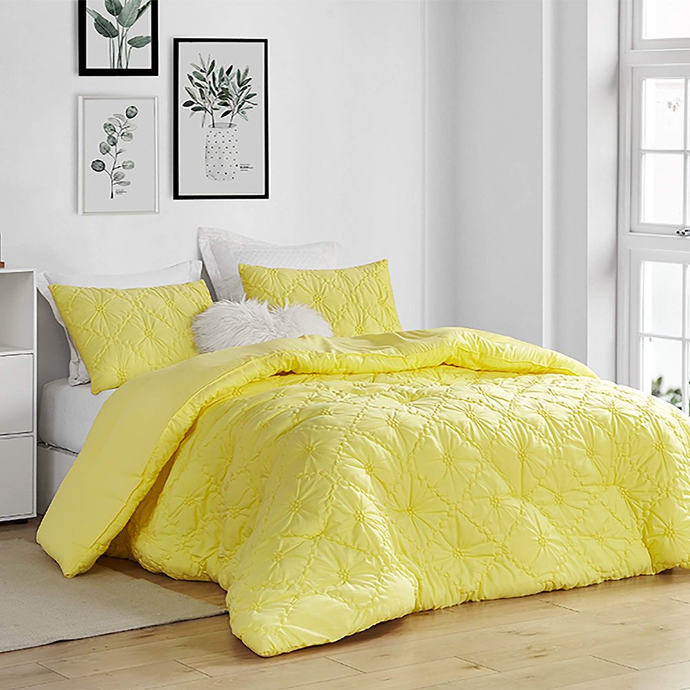 Byourbed Farmhouse Morning Textured Bedding - Oversized Twin XL Comforter Set - Limelight Yellow
