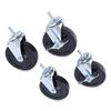 Optional Casters for Wire Shelving, Grip Ring Type K Stem, 4" Wheel, Black/Silver, 4/Set (2 Locking) view 1