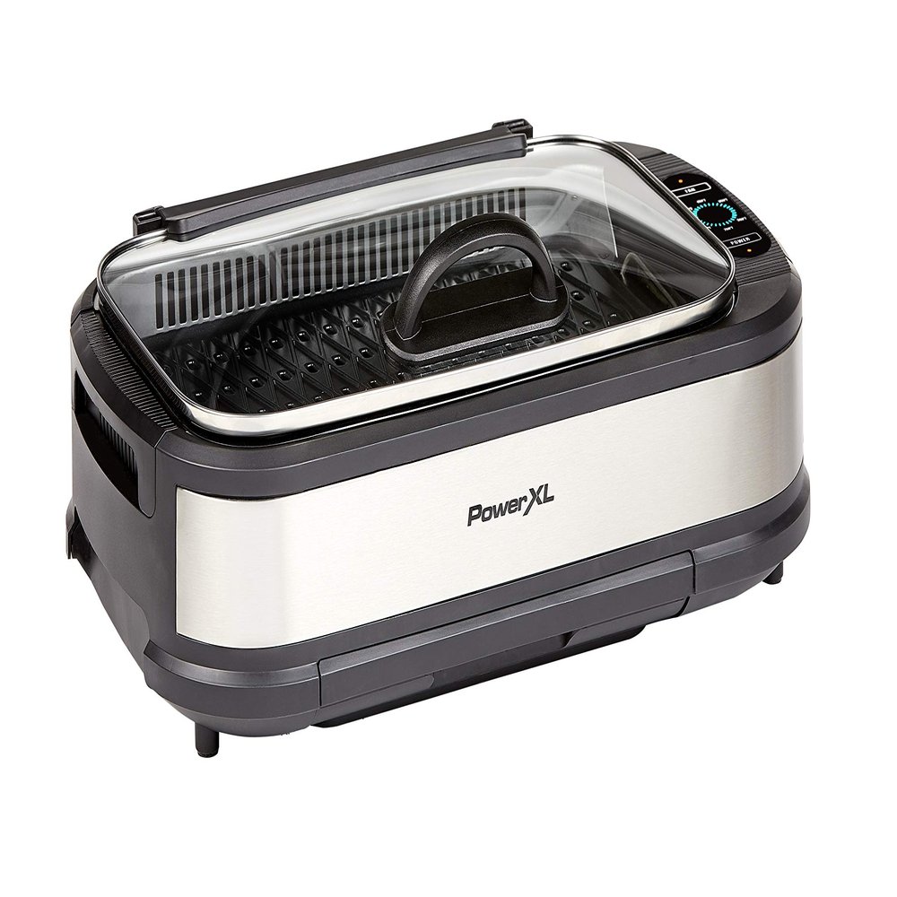 PowerXL Smokeless Grill with Tempered Glass Lid and Turbo Speed Smoke Extractor Technology. Make Tender Char-grilled Meals...