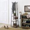 VASAGLE Coat Rack, Coat Stand with 3 Shelves, Hall Tree Free Standing with Hooks for Scarves, Bags, Umbrellas, Steel Frame, Industrial Style, for Entryway, Living Room, Greige and Black ULCR080B02 view 2