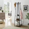 VASAGLE Coat Rack, Coat Stand with 3 Shelves, Hall Tree Free Standing with Hooks for Scarves, Bags, Umbrellas, Steel Frame, Industrial Style, for Entryway, Living Room, Greige and Black ULCR080B02 view 3