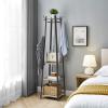 VASAGLE Coat Rack, Coat Stand with 3 Shelves, Hall Tree Free Standing with Hooks for Scarves, Bags, Umbrellas, Steel Frame, Industrial Style, for Entryway, Living Room, Greige and Black ULCR080B02 view 4