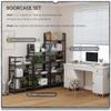 4NM No Assembly Folding Bookshelf Storage Shelves 3 Tiers Vintage Bookcase Standing Racks Study Organizer Home Office (Gray Black) view 4