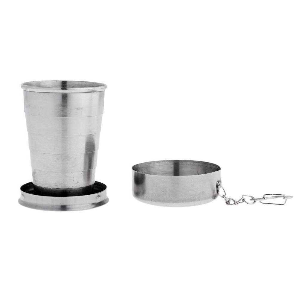 Inzopo Stainless Steel Travel Telescopic Collapsible Shot Glass Emergency Pocket Cup Water Bottles 75ml / 140ml / 240ml - 75ml 75ml
