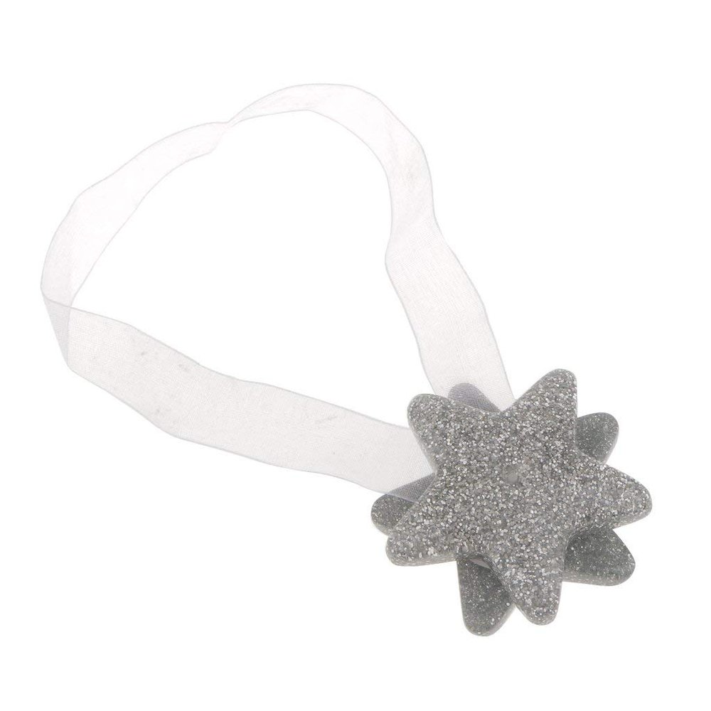 Inzopo 1 Pair Curtain Strings with Ribbon Shape of Stars Magnetic Magnet Buckle Accessory Bathroom Curtains 2 Colours Silver Silver
