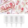 Fdit 4-Grid Silicone Ice Food Grade Ice Cream DIY Reusable Easy Release Ice Bar Making Tool with Stick for Home Kitchen Accessory view 4