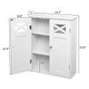 Road.Ahead White Wall Mounted Wall Cabinet,Two-Door Wall Cabinet, Medicine Cupboard, Hanging Bathroom Storage with Height Adjustable Shelf and Rod Medicine Cabinets- White view 2