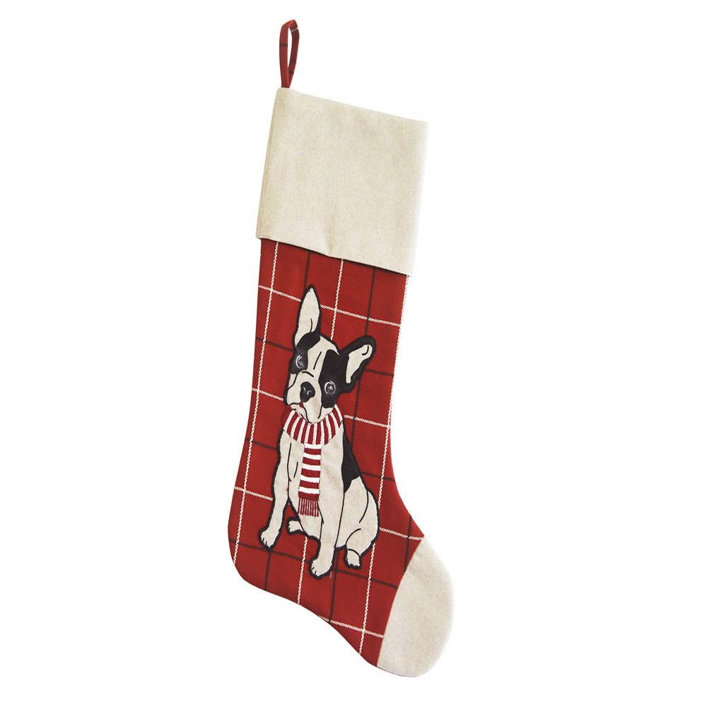 Comfy Hour Joyful Holiday Collection 20" Winter Christmas Scarfed Dog Stocking Red, Polyresin