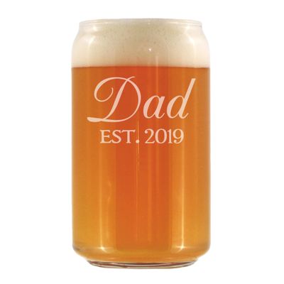 Bevvee Dad Est 2019 - New Father Beer Can Pint Glass Gift for First Time Parents - Decorative 16 Oz Glasses