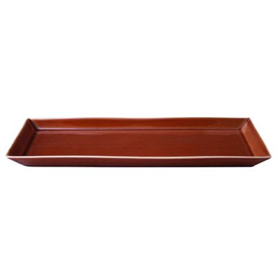 Arita Ware 04056 Kinzen Kiln Rim Long Angle Plate, 11.0 inches (28 cm), Brown Candy Glaze, Made in Japan