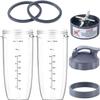 7 Pieces nutribullet Blender Cups & Blade Replacement Set 32oz Huge Cup with 1 Flip-Top To-Go Lid and 1 Lid Ring & Premium Extractor Blade with Compatible with NutriBullet 600w/900w Blender view 1