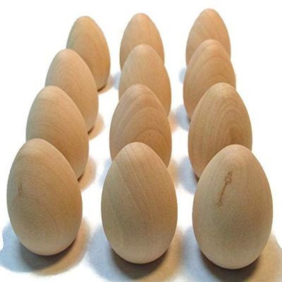 2'' Wood Egg - Set of 12 Unfinished Wooden Eggs - Dozen Eggs - DIY Easter Egg - Pullet Egg