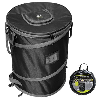 Trailersphere Collapsible Bin Trash & Recycle/Utility, Perfect for Camping, Laundry, Storage and Garden, Waterproof Vinyl and Tear Resistance, Trash and/or Recycle, Two 13 Gallon Bags