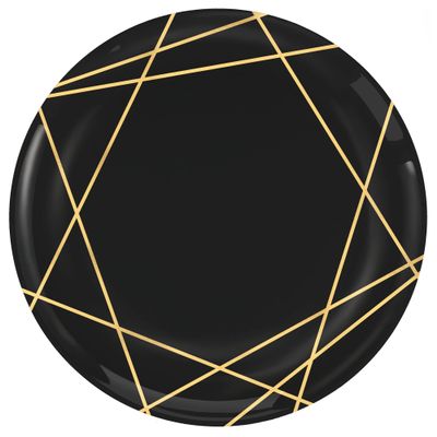 Amscan Gold & Black Geo Hot-Stamped Plastic Plates - 7.5" (20-Pack) | Elegant Design Tableware for Gatherings, Parties, and Events