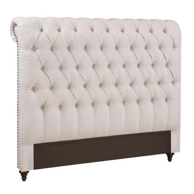 Stonecroft Furniture Fallon Fabric King Button Tufted Headboard in Beige