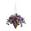 19.7" Silk Chain Hanging Flowers Wicker Cone Basket Artificial Daisy Purple view 1