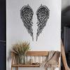 Angel Wings Metal Wall Art, 100% Metal 2D, Sculpture, Large and Wide - Wall Hanging for Living Room, Bedroom, Dorm, Gift for Her, Heart Shap (Black) view 2