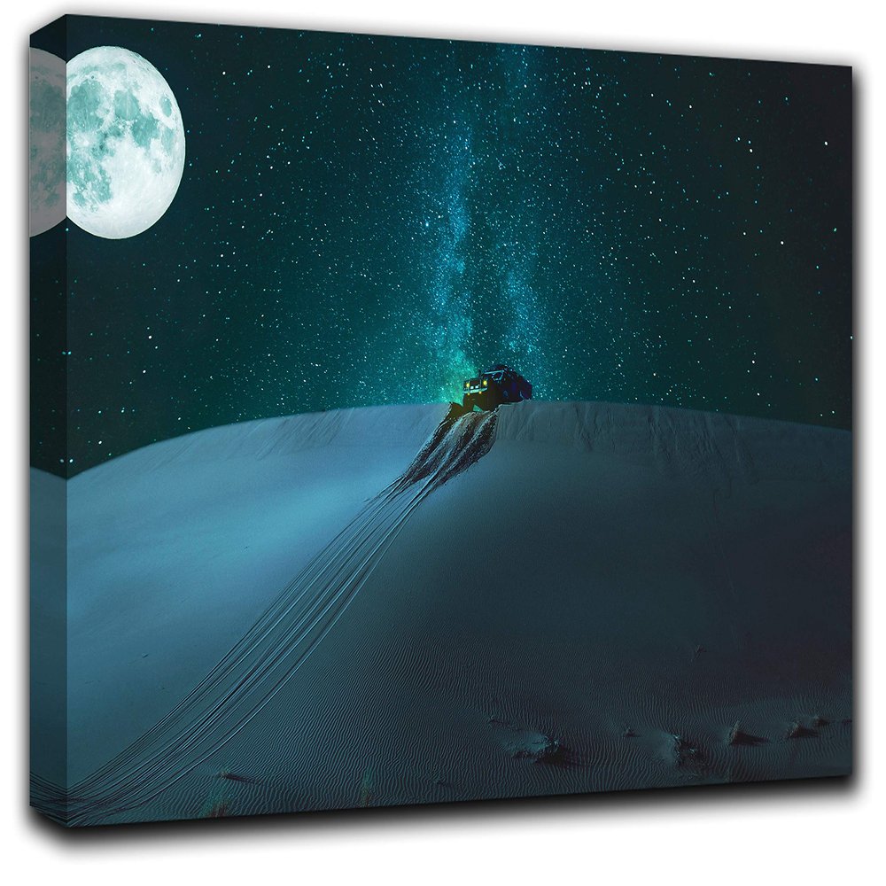 Night Desert Wall Art Decor Picture Painting Poster Print on Canvas Panels Pieces - Nature Theme Wall Decoration Set - Desert Wall Picture for Creative Space 23 by 40 in