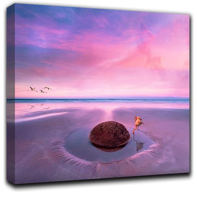 Flemish Purple Wall Art Decor Picture Painting Poster Print on Canvas Panels Pieces - Nature Theme Wall Decoration Set - Island Wall Picture for Creative Space 23 by 40 in