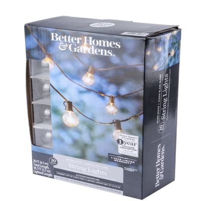 Dijkoo Better Home & Gardens Warm White Clear Glass Globe String Lights
