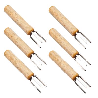 Cabilock 304 Stainless Steel Bbq Forks Corn Barbecue Forks Grill Tools Bbq Cooking Tools Meat Skewers for Grilling Set of 6