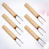 Cabilock Wooden Handle Stainless Steel Bbq Forks 304 Grade Corn Barbecue Meat Forks Rust-proof Easy to Clean Essential Grill Accessories view 2