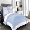 Bedding Empire 5 Piece Set Designer Border Reversible Duvet Cover Set with Extra Pillowcase Zipper Closure 100% Egyptian Cotton 500 Thread Count Queen Size, SkyBlue/White Color view 1