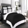 Bedding Empire 5 Piece Set Designer Border Reversible Duvet Cover Set with Extra Pillowcase Zipper Closure 100% Egyptian Cotton 500 Thread Count King Size, Black/White Color view 1