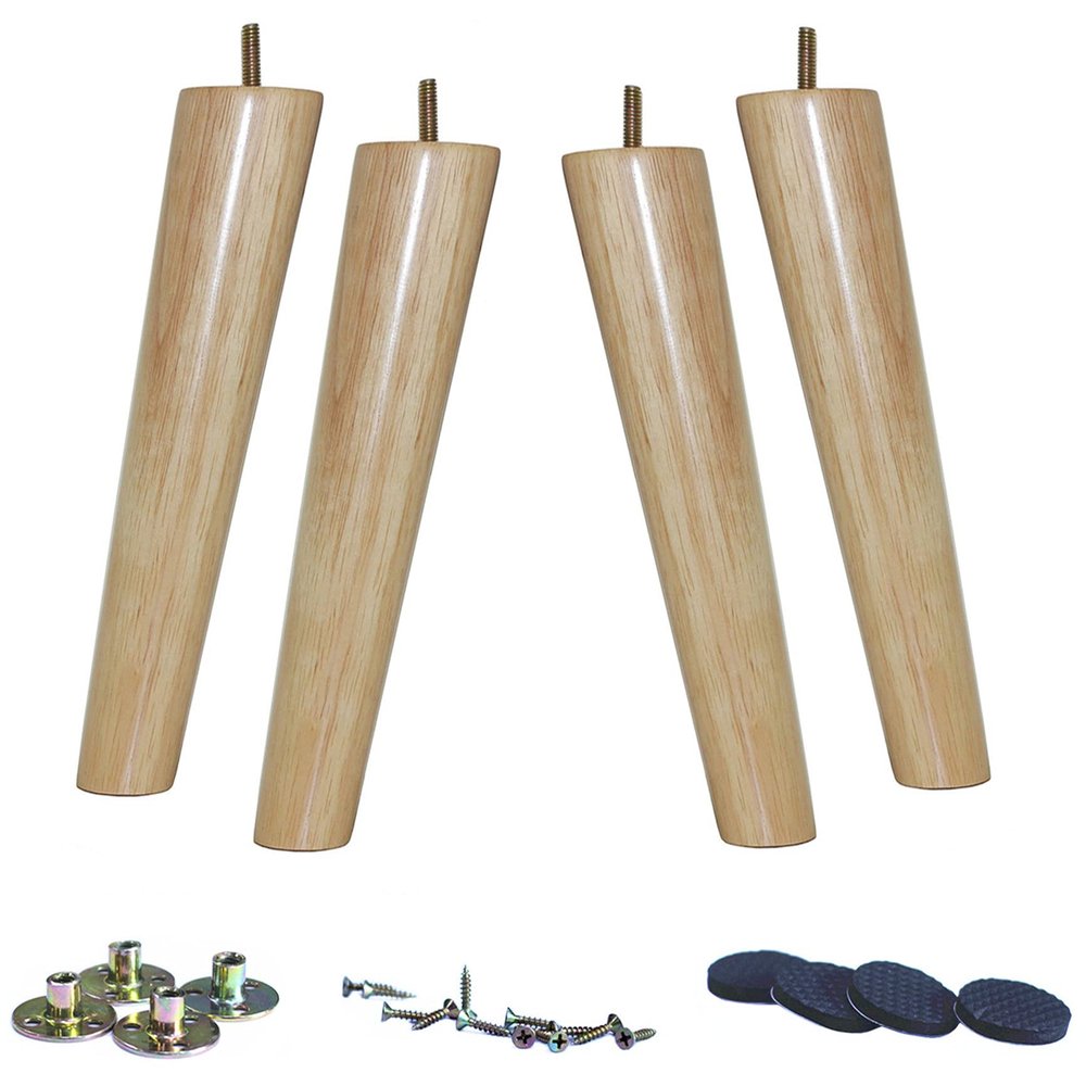 WEICHUAN Solid Rubber Wood Replacement Sofa Couch Chair Ottoman Loveseat Coffee Table Cabinet Furniture Wood Legs(10" Slant Set of 4)