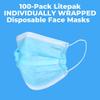 Litepak 100pcs Individually Wrapped Disposable Face Mask Premium Comfort Earloops Nose(Blue) view 4