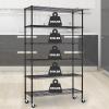 6 Tier Wire Shelving Unit Rack, NSF Heavy Duty Height Adjustable Storage Shelf Metal Shelving with Wheels/Feet Levelers for Garage Kitchen Office Commercial Shelving - 18"x48"x82" Black view 1