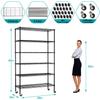 6 Tier Wire Shelving Unit Rack, NSF Heavy Duty Height Adjustable Storage Shelf Metal Shelving with Wheels/Feet Levelers for Garage Kitchen Office Commercial Shelving - 18"x48"x82" Black view 2