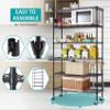 6 Tier Wire Shelving Unit Rack, NSF Heavy Duty Height Adjustable Storage Shelf Metal Shelving with Wheels/Feet Levelers for Garage Kitchen Office Commercial Shelving - 18"x48"x82" Black view 4