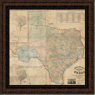 Wall Art Giant | 1858 Map Of Texas | Canvas Or Framed Print | Various Sizes